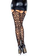 Suspender pantyhose, scroll lace